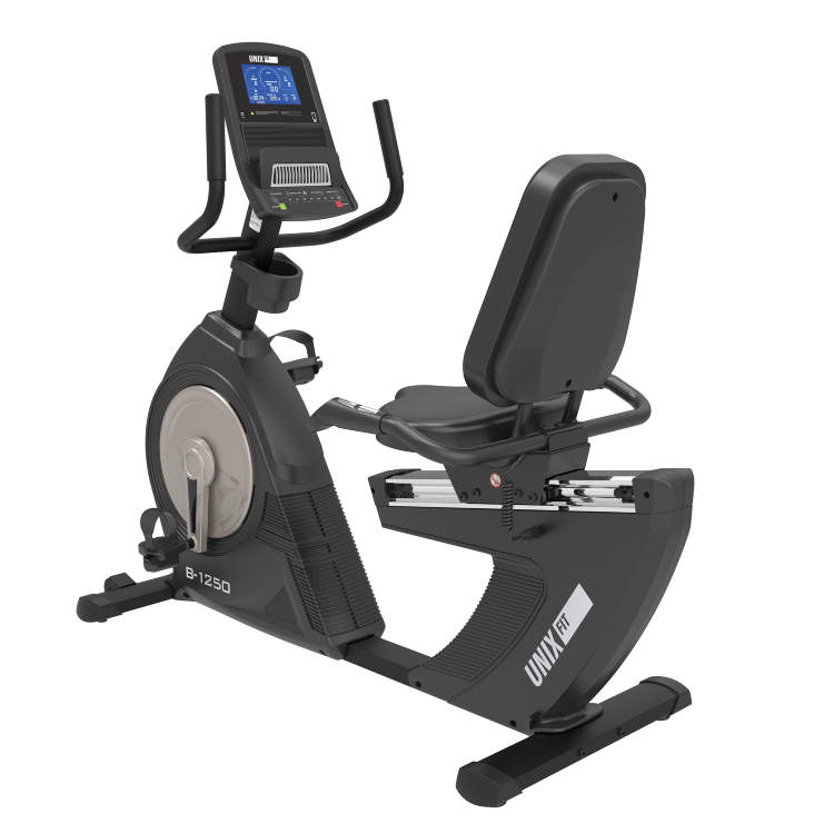 Профессиональный горизонтальный велотренажер UNIX Fit B-1250 PRO 7" LCD